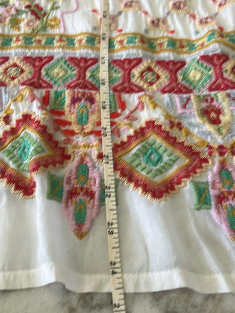 Johnny Was White sandra, Floral Multicolor Embroidered Tunic Sz L , shear white - Picture 10 of 11